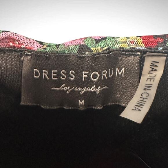 Dress Forum Size M Ruched Floral Bodycon Drop Waist Mini Dress Dark Fairy Grunge - Picture 6 of 9